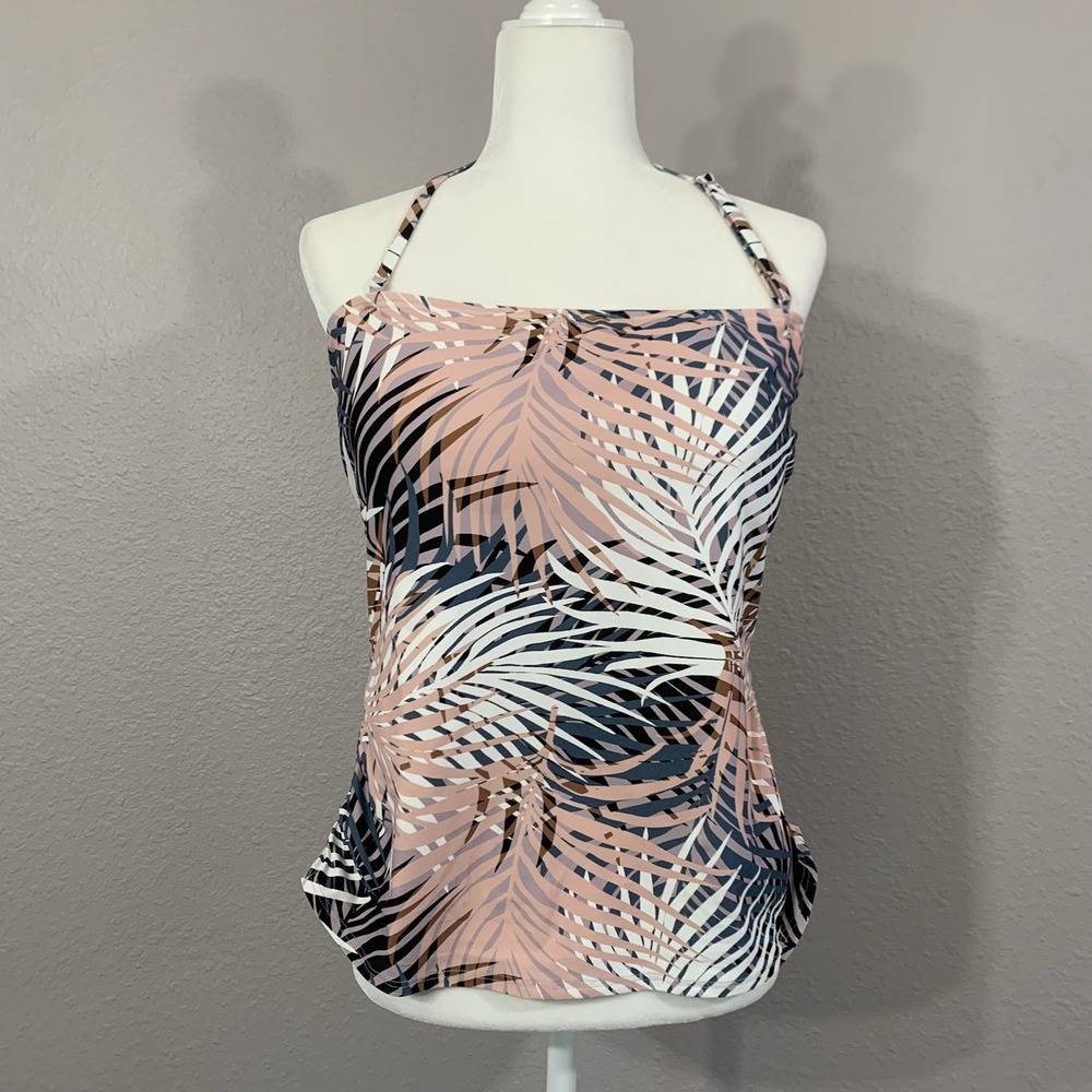 NWT‎ SOMA Swim Bandeau Tankini Top Undercover Palms XXL Adjust/Removable Straps